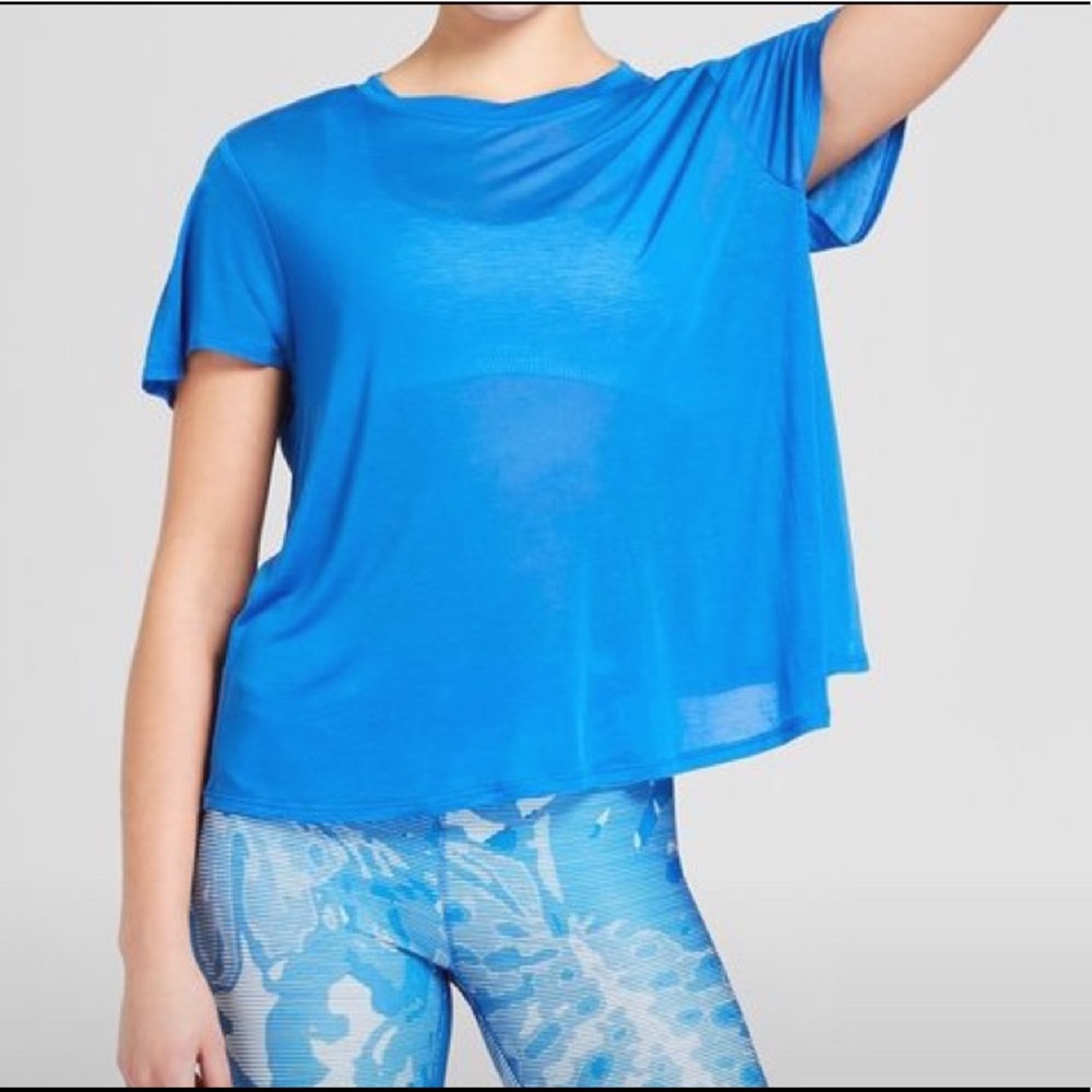 JoyLab Women’s Sheer Flutter Back T-Shirt Indigo